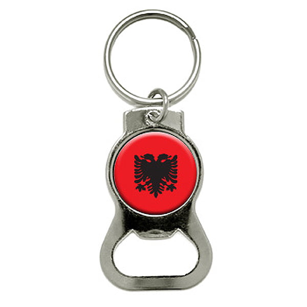 Albania Country Flag Printed Chrome Metal Keyring With Free Gift Box 0002 